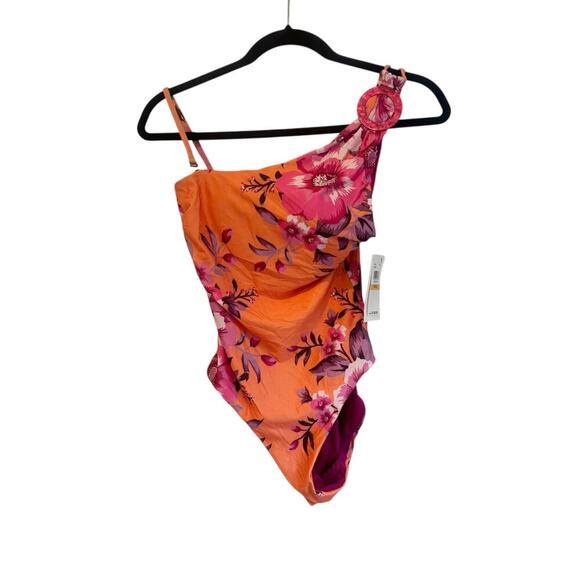 Becca by Rebecca Virtue Full Bloom Arabella Asymmetrical One-Piece Multi S NWT - Picture 9 of 16